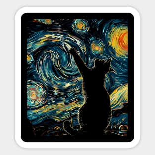 Cat Starry Night Fantasy Sticker